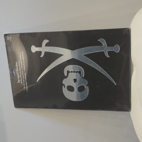 Spiegel sticker mirror reflective skull sword crossbone peel & stick - Picture 2 of 7